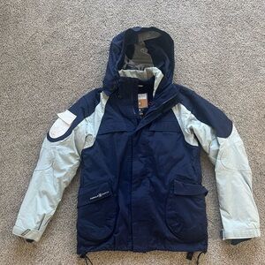 Burton Women’s Hooded Ski Jacket in Navy and Light Blue